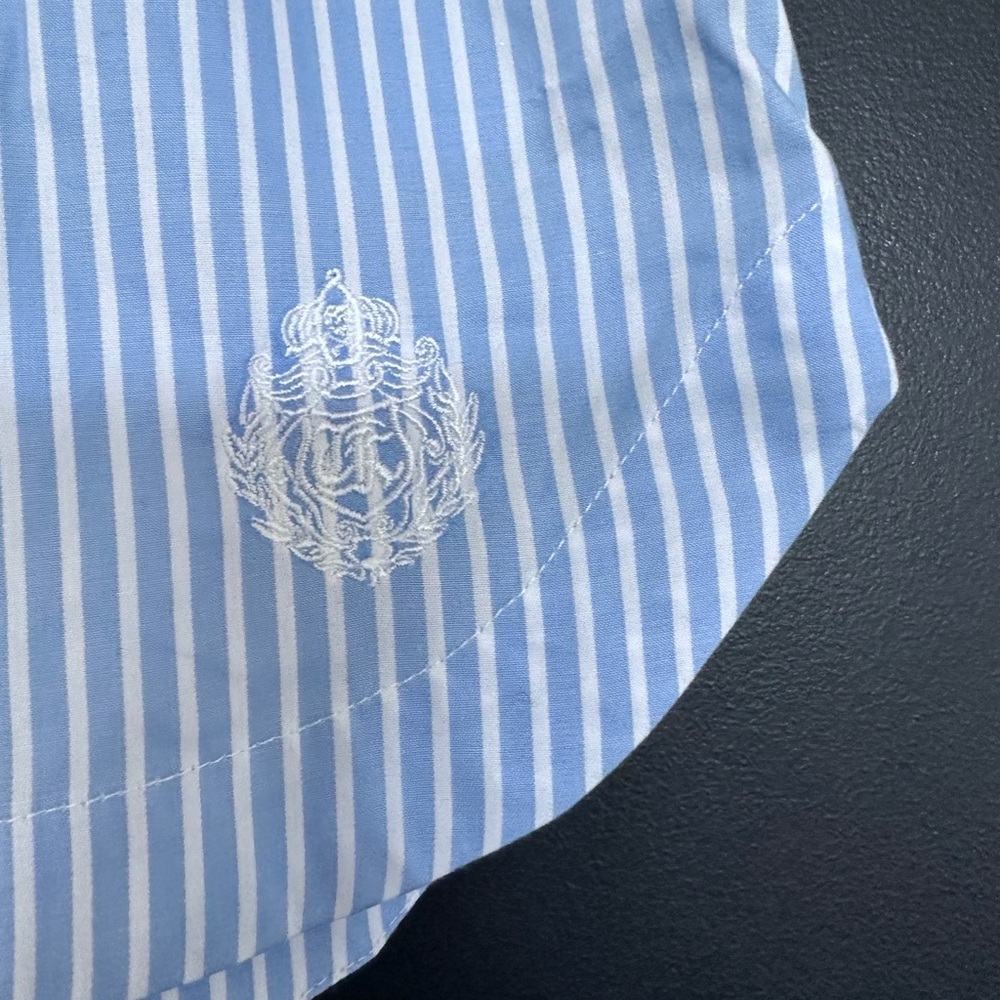 NWT | The Kooples | Light Blue and White Striped | Cotton Mini Skirt - Picture 4 of 8